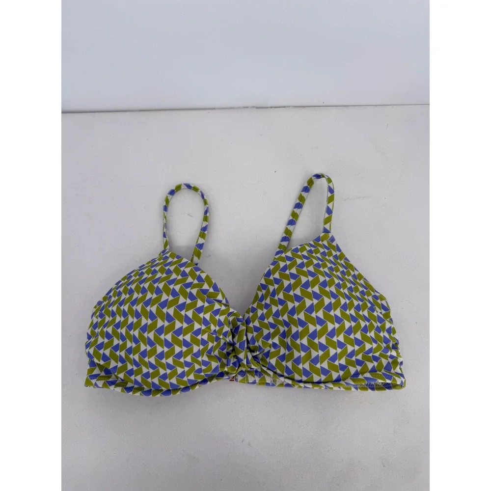 Shade &‎ Shore Womens Geometric Underwire Bikini Top Green Purple White Sz 34C